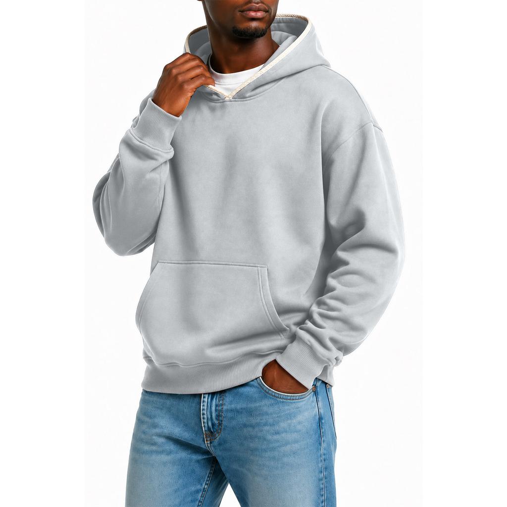 Sudadera con capucha casual para hombre, color liso, ligera, hombros caídos, para primavera y otoño