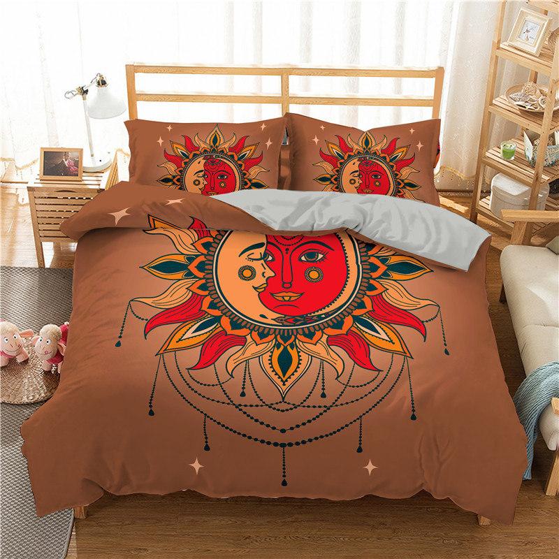 Bohemian Mandala Duvet Cover Golden Sun And Moon 3D Print King Queen Bedding Set Microfiber Dreamcatcher Quilt Cover Pillowcase