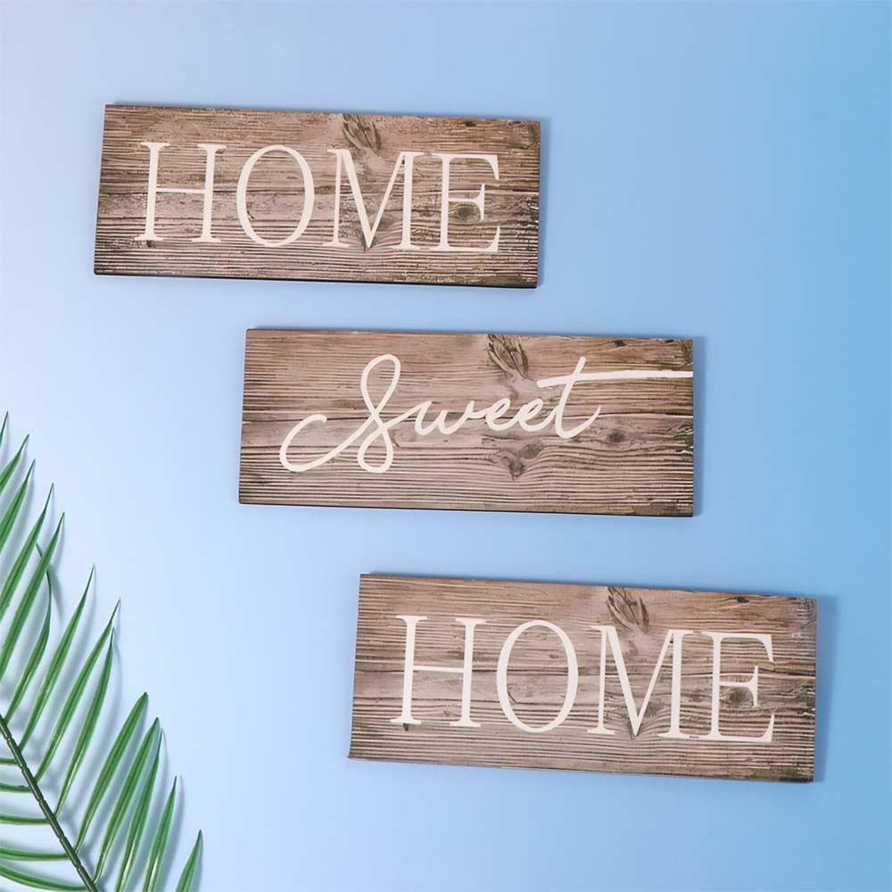 The Feeling of Returning Home Letters Sign Personalized Rustic Style Wooden Wall Ornament Funny English Letter Hanging Board