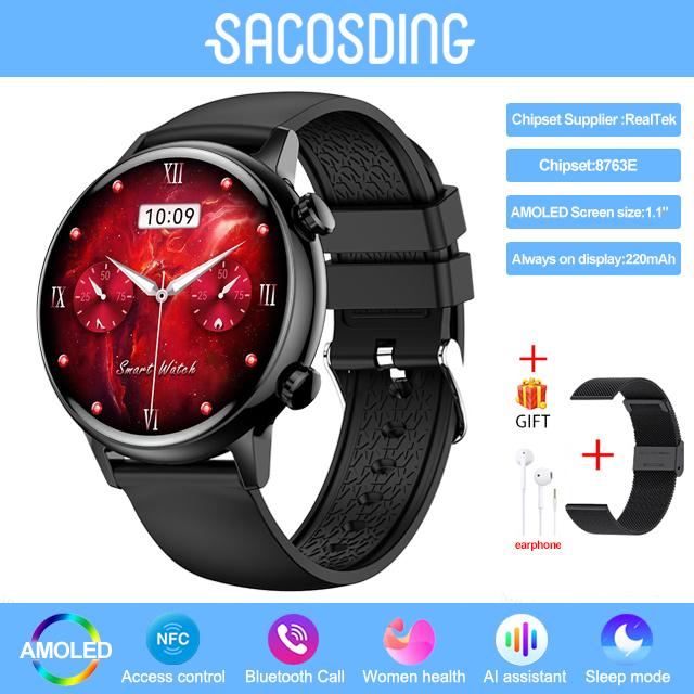 

Amoled Smart Watch Women Bleutooth Call Smartwatch Voice Assistant Healthtracker Sports Watches Waterproof Clock Women