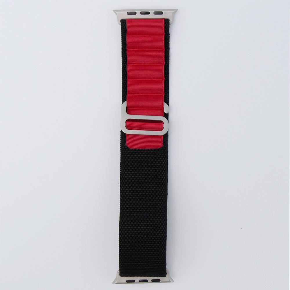 Nylon Strap for Apple Watch 1/2/3/4/5/6/7/8/9/10/11/SE Ultra 1/2/3 42/44/45/46/49mm, Black / Red