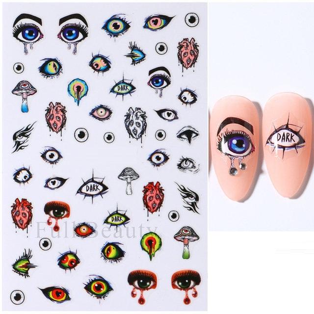 Water Nail Decal Sticker Flower Leaf Tree Green Simple Autumn Slider for Manicure Nail Art Watermark Tips