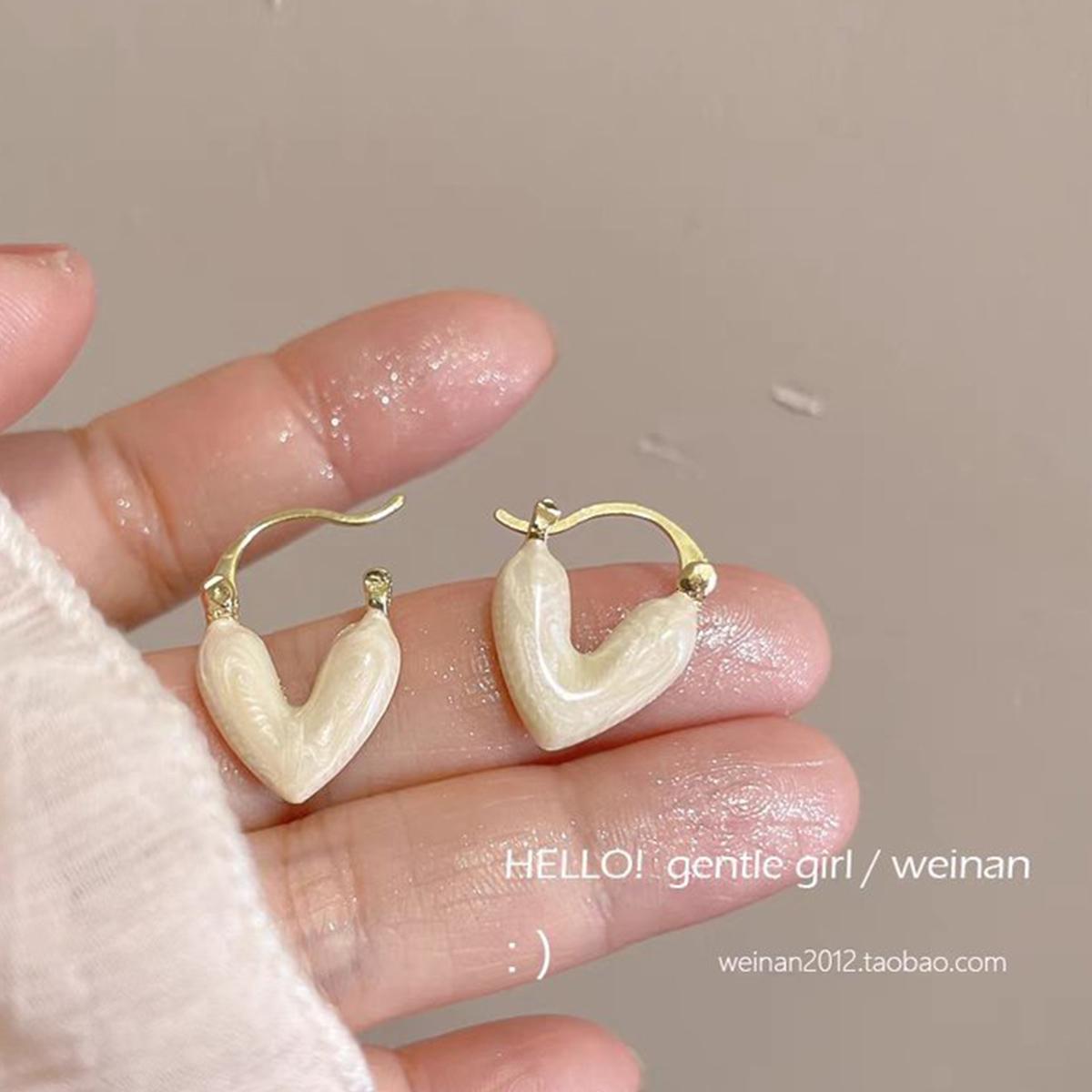 

2PC Women s Fashion Heart shaped Earrings, Zircon, Simple and Versatile, Date, Party, Festival Gifts-1007