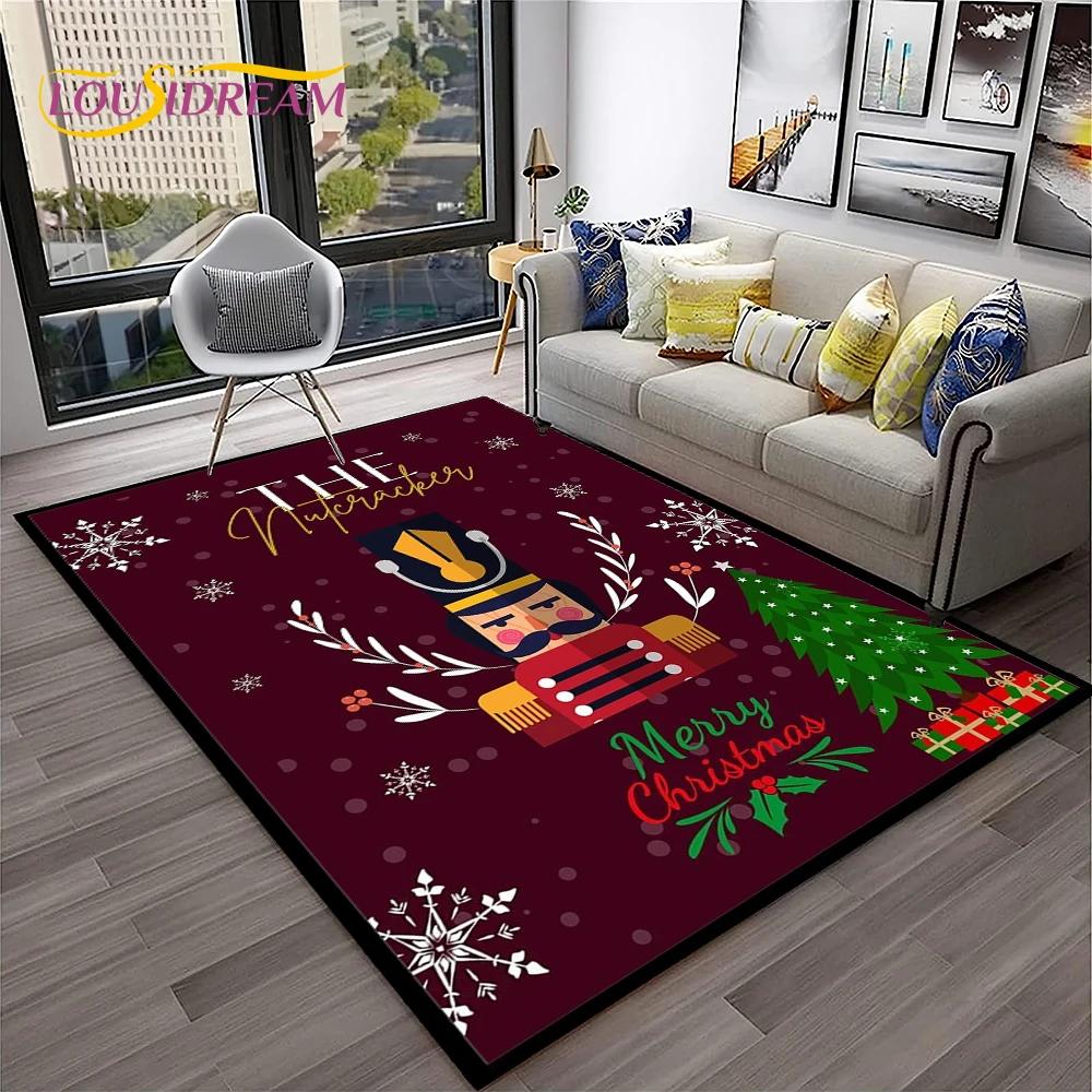 Nutcracker Christmas Tree Cartoon Fairy Tales Carpet Rug for Home Living Room Bedroom Sofa Doormat Decor,kids Non-slip Floor Mat