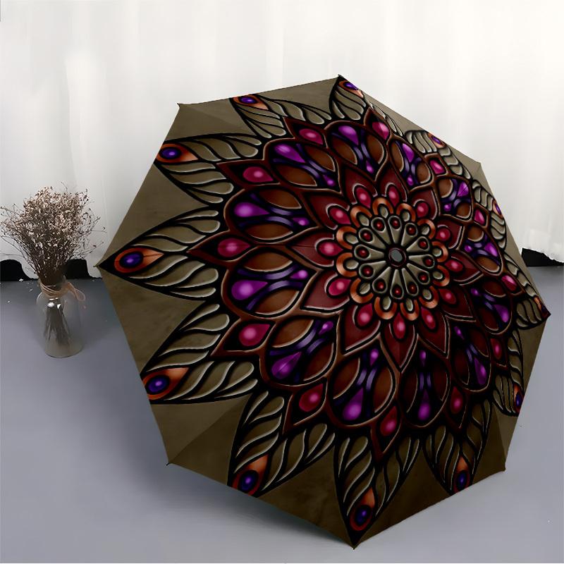1pc Mandala Artwork Umbrella - Portable Home Essential, Durable Iron Frame with Rod Structure, Fashion Lovers Yy250910090