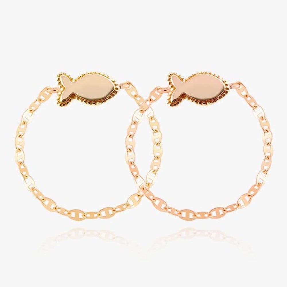 14K Roy Fish Chain Gold Ring