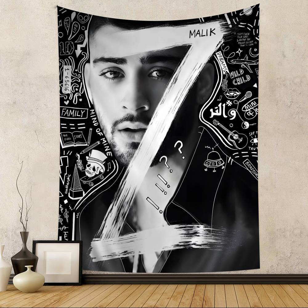 Singer ZZayn MMalik Movie Anime Tapestry Hippie Flower Wall Carpets Dorm Decor Cheap Hippie Wall Hanging
