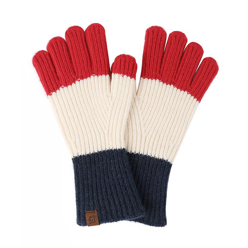 Autumn and winter new products, long contrasting colors, gloves, finger-exposed knitted wool gloves, windproof thickened warm gloves