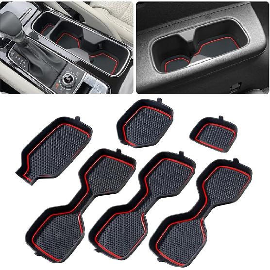 Cup Holder Coaster For Kia Telluride Accessories     2024 2025 Silicone Cup Holder Ert Mat Non-Slip Center Console Pad Car Interior Accessories