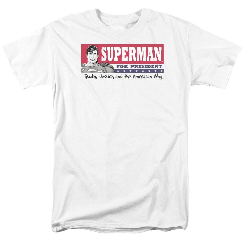 26 Superman for President T Shirt Licensed Comic Book Movie Tee White Unisex T-Shirt XXXL