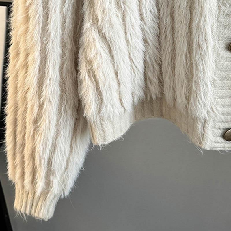 Sweaters Coat Cardigan for Women Autumn Winter Vintage Loose Long Sleeve Knit Cardigan High-neck Sweaters Jacket