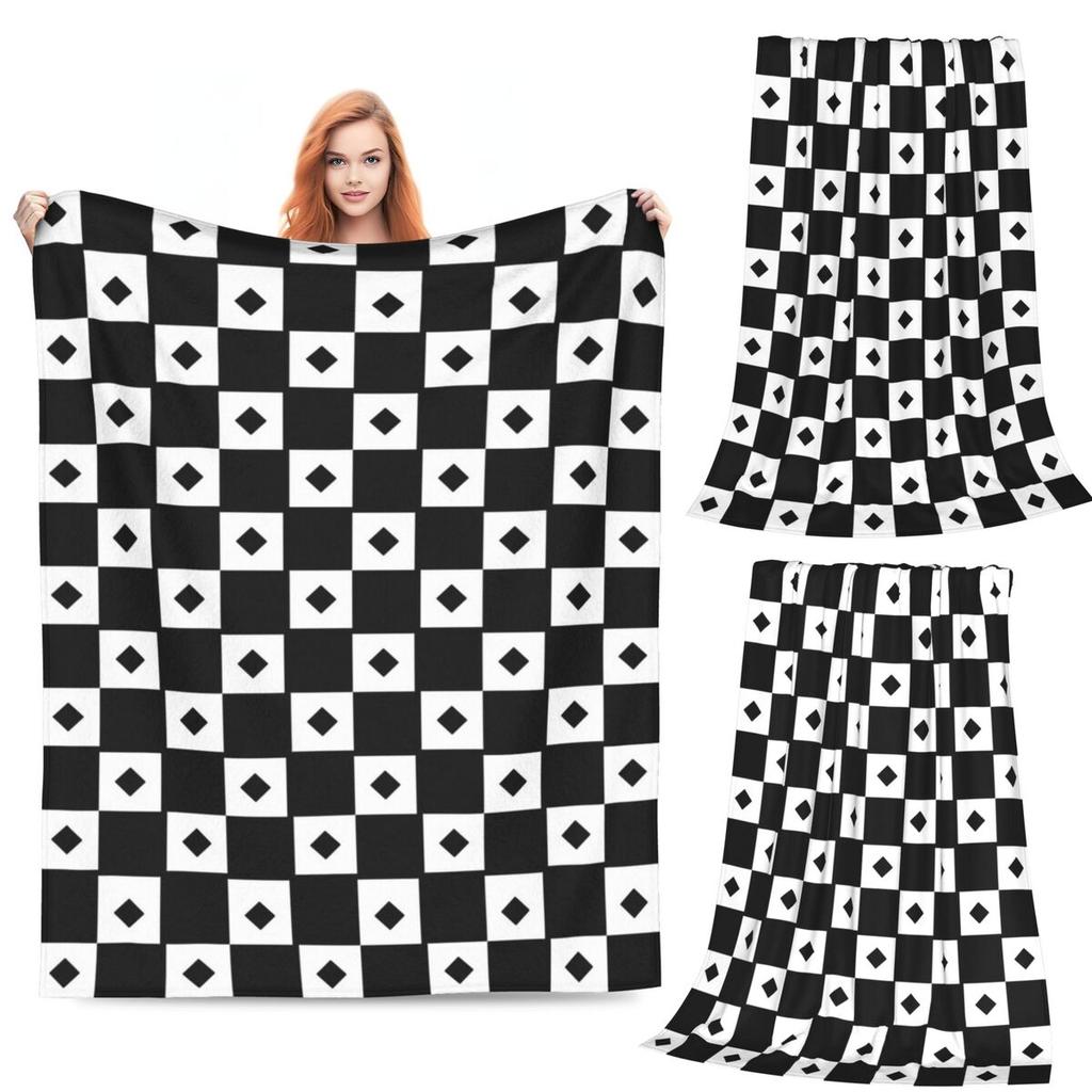 Chess Board Black And White Grid Checkered Blankets Soft Warm Flannel Throw Blanket Bedding for Bed Livingroom Picnic Home Couch