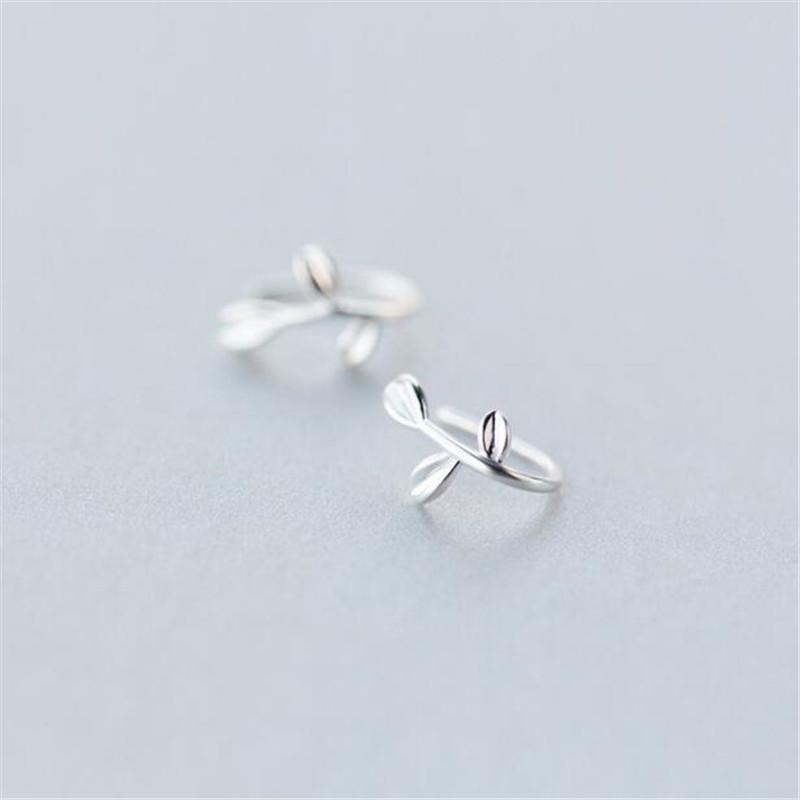 New Arrival Fashion Jewelry Ear Hook 925 Sterling Silver Sweet Leaves Sprout Leaf Simple Women Popular Earrings