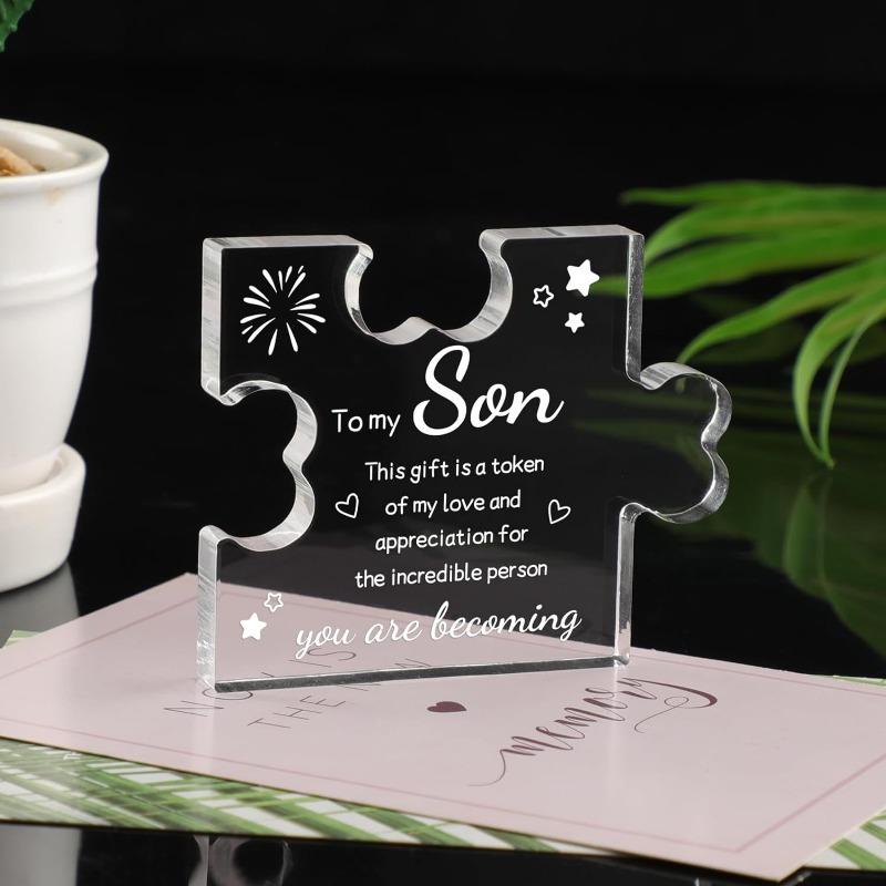 Puzzle Ornamen - Perfect Birthday, Graduation, or Back To School Gift for Son, Nurseries, Home Desk Living Room Acrylic Decoration, Classic Style H