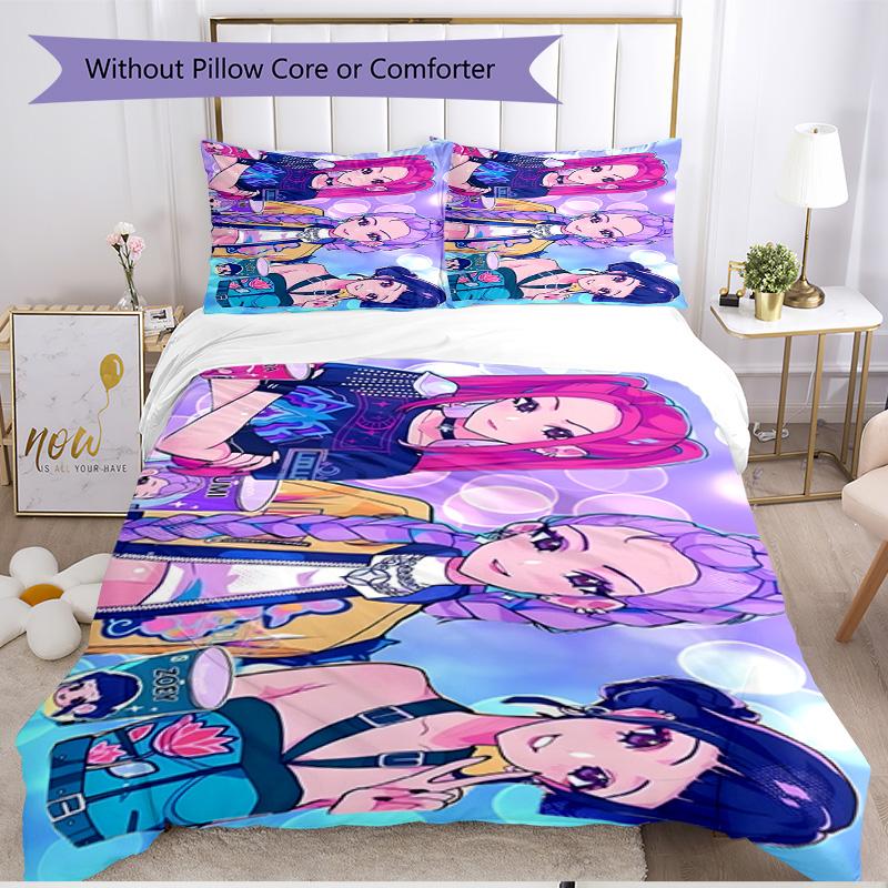 3pcs Duvet Cover Set (1*Duvet Cover + 2*Pillowcase, Without Core), KPop Demon Hunters Print Soft All‑Season Bedding Set, Home Bedroom Decor Gift