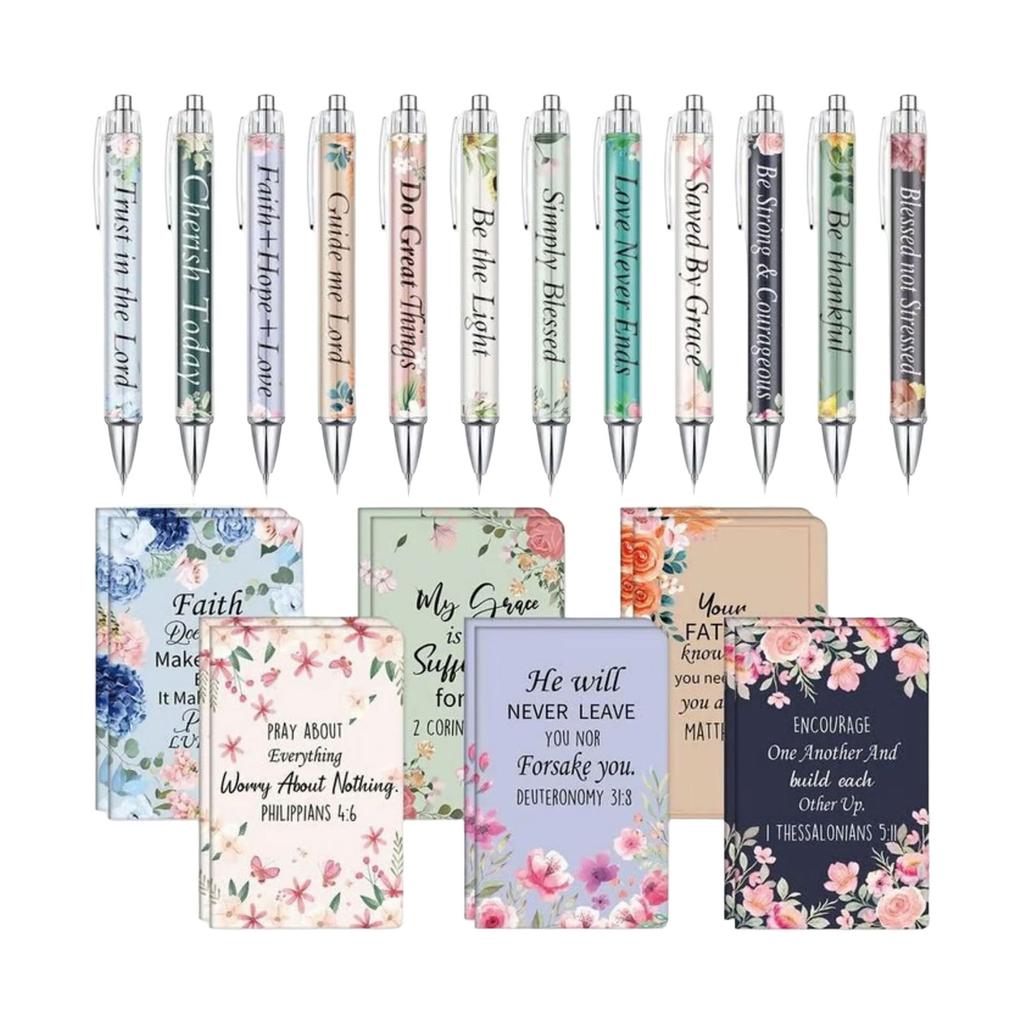 Christmas Bible Verse Pens Notebooks Religious Scripture Ballpoint Pens Bookmarks Journal Sunday School Church Inspirational Supplies 2ml