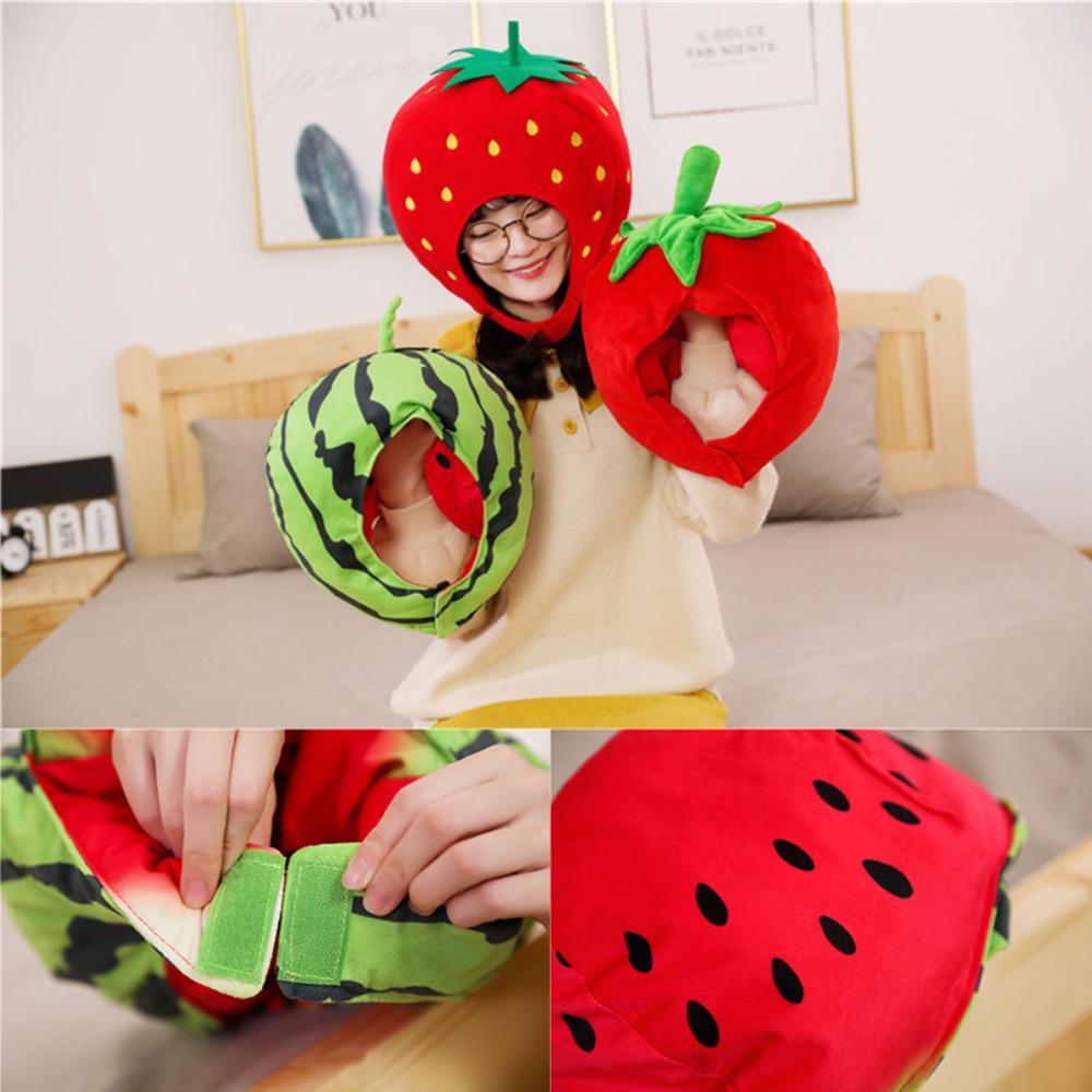 Cute Fashionable Watermelon Headgear Novelty Soft Watermelon Hat Funny Fiber Cotton Watermelon Headdress Cosplay