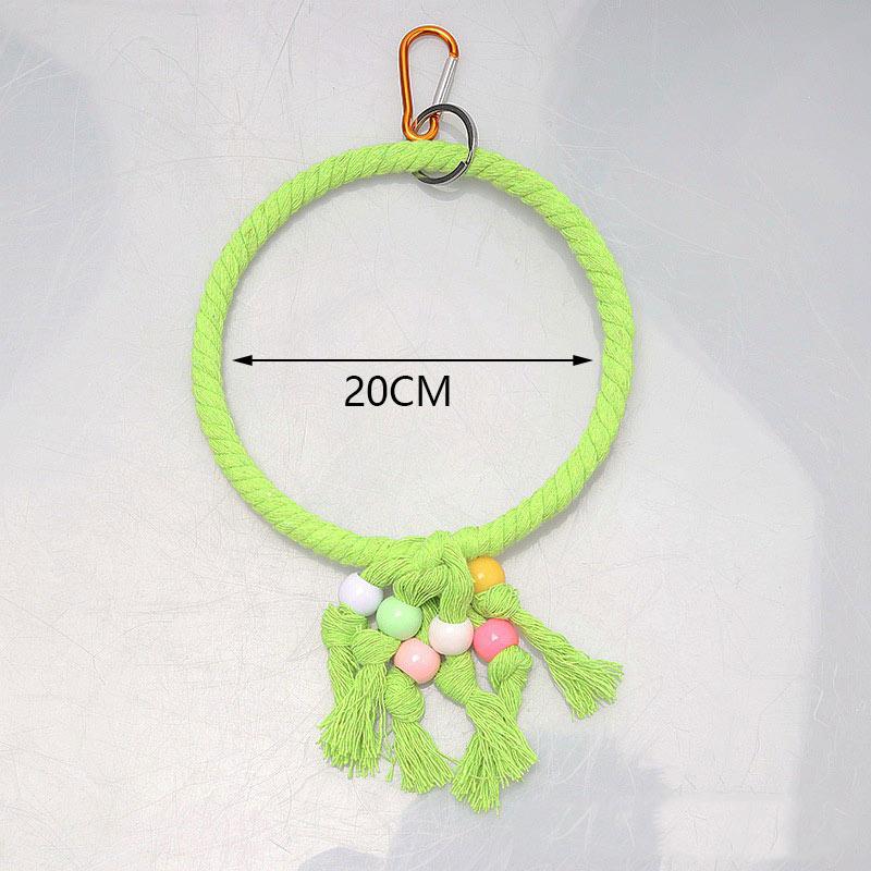 Parrot Cage Swing Toy Round Triangular Iron Wire Cotton Thread Hanging Ring For Bird Pet Birds Toys Accessories Supplies