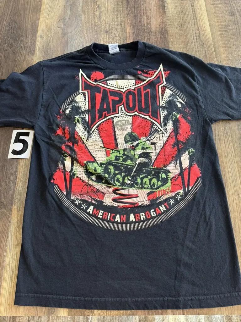 Y2K Tap Out Retro Fashion Cotton T Shirt Men Oversized Graphic Print Streetwear Short Sleeve Tee Distressed Graphic