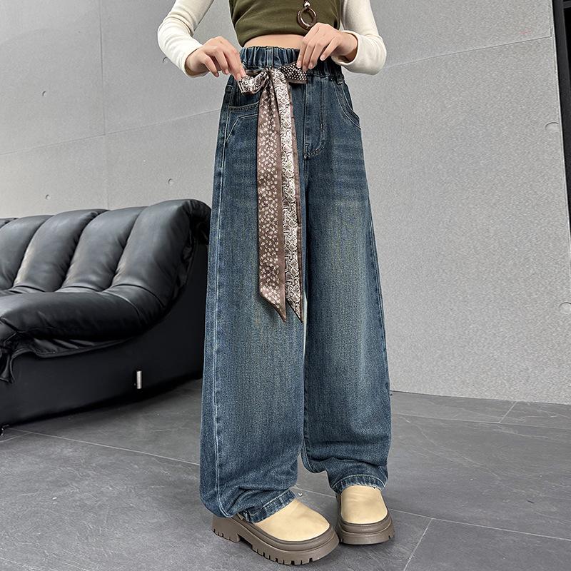 Girls' Wide Leg Scimitar Pants - Spring/Fall Korean Style Cool Trend