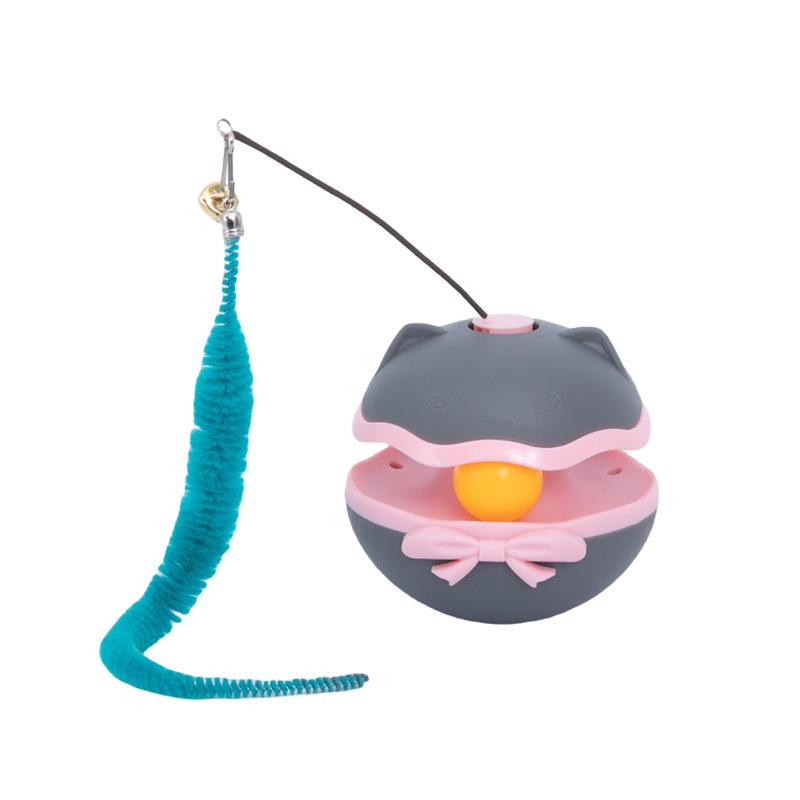Electric Roly-Poly Cat Teaser Toy with Feather & Bell - Bite-Resistant, Self-Entertaining Pet Toy 90*97mm