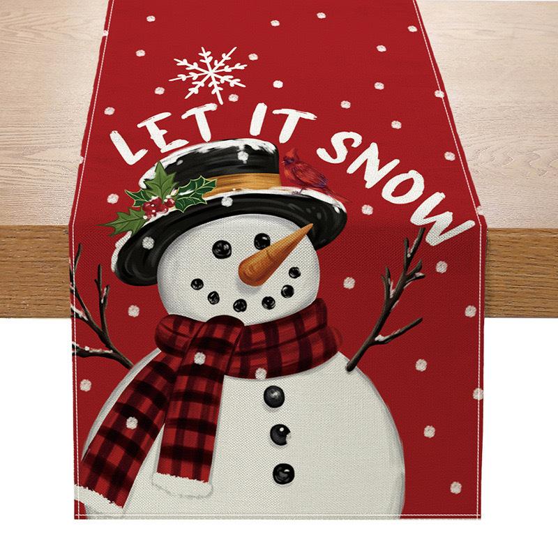 Amazon Weihnachts-Tischläufer Leinen Druck Festlich Küchentisch Tischdecke Wohnzimmer Tischdecke