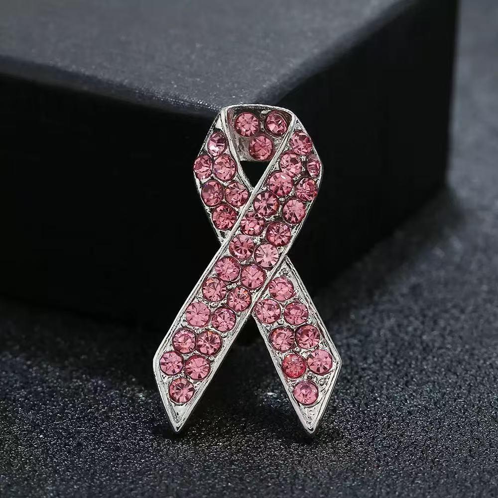 Pink Ribbon Alloy Brooch: Minimalist Women's Welfare Accessory