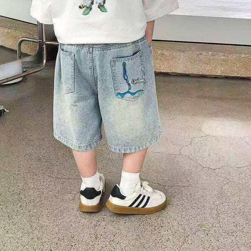 Boys Summer Thin Denim Shorts - Korean Style Casual Jeans for Kids 110 cm