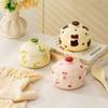 KANGMO 5-inch Cartoon Ceramic Stew Pot with Lid and Spoon