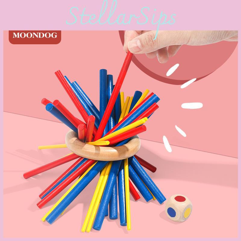 משחק אינטראקטיבי מעץ צבעוני 'הוצאת המקלות המאוזנים' צעצוע פאזל לילדים לגילאי 3 עד 6 אינטראקציה הורה-ילד