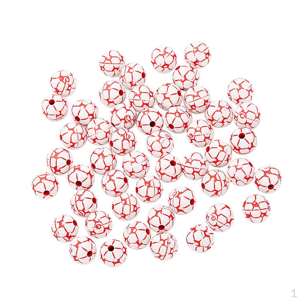 

50 Piece Football Round Acrylic Loose Spacer Large Hole Beads Accessories Findings for Jewelry