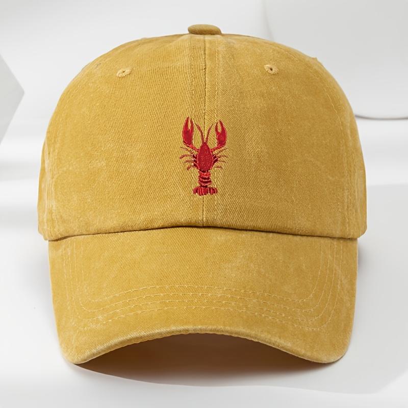 1pc Unisex Leisure Fun Lobster Embroidered Baseball Caps,Outdoor Windproof Sunshade Casual Adjustable Duckbill Caps for Holiday