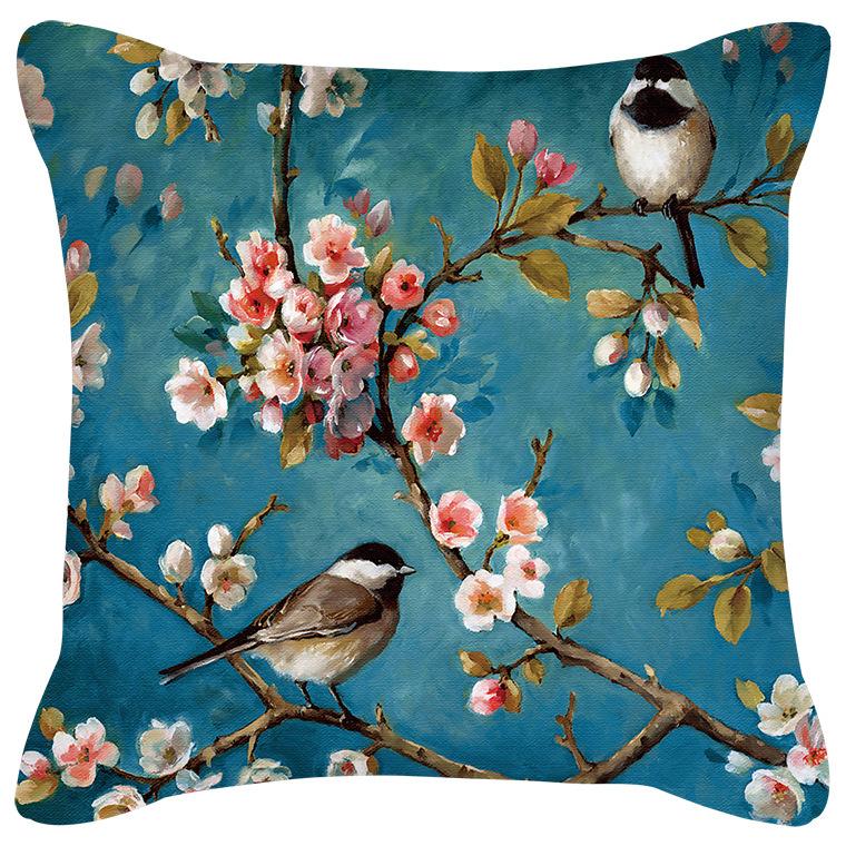 Plum Blossom Cushion Flamingo Birds Cherry Pillow for Home Chair Sofa Decoration Yellow Pillowcases