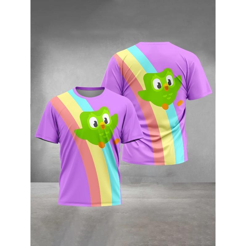 3D-gedruckte Herrenbekleidung Herren Damen Allgemeine Outdoor-Bekleidung Geeignet für Cartoon Duolingo Herren Bequemes T-Shirt Oberteile