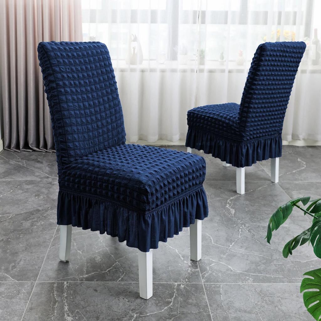 Capa de Cadeira Universal Seersucker com Saia, Estilo Espesso Tudo-em-Um para Sala de Jantar e Sala de Estar.