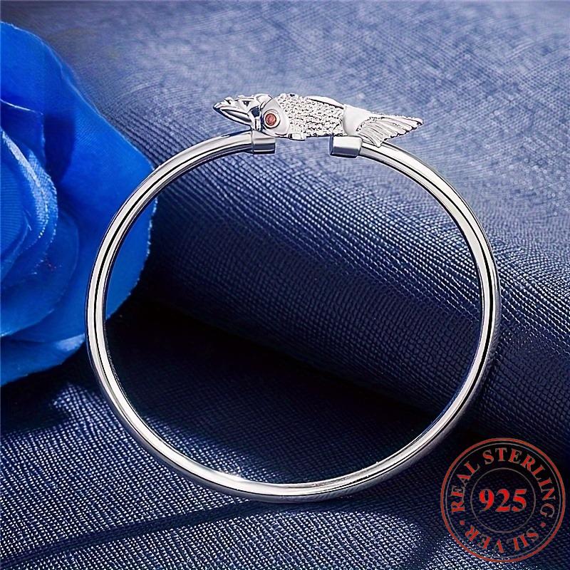 Ladies925Pure silver bracelet with lotus and open carp design is a fashionable, elegant, and exquisite choice Women's bracelet Women's Charm Bracelet