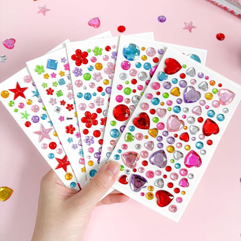 Gem Stickers: Kids' 3D Acrylic Crystal DIY Rhinestone Decorations, Colorful Cross-Border Designs for Girls