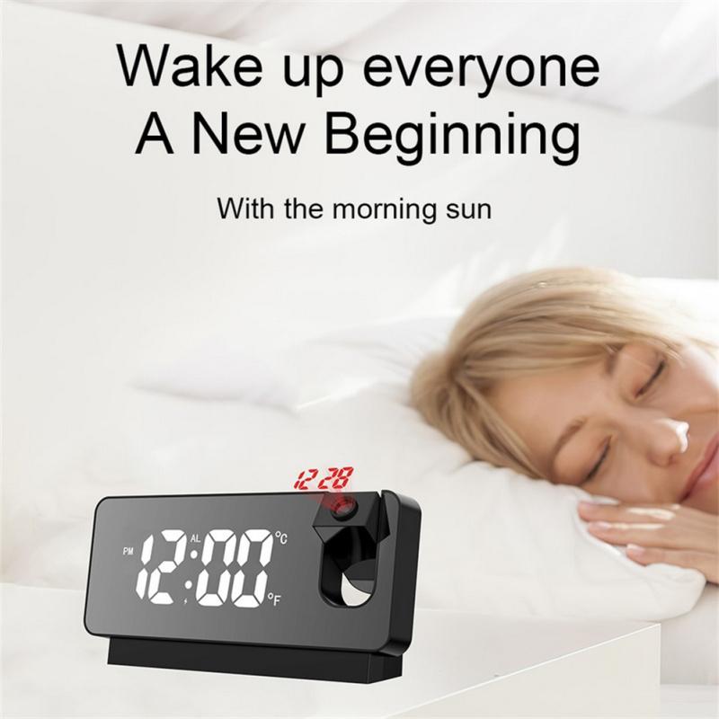 Led Digital Projection Alarm Clock Table Electronic Alarm Clock With 180 Degrees Time Projector