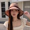 Summer face covering sun protection hat children two-color bow big brim bucket hat premium outdoor sun hat