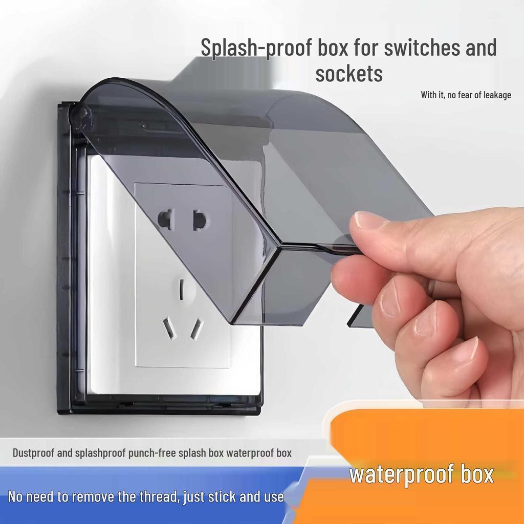 86 Type Waterproof Switch Socket Cover - Bathroom Splash-Proof Transparent, Glue-Free, No-Trace
