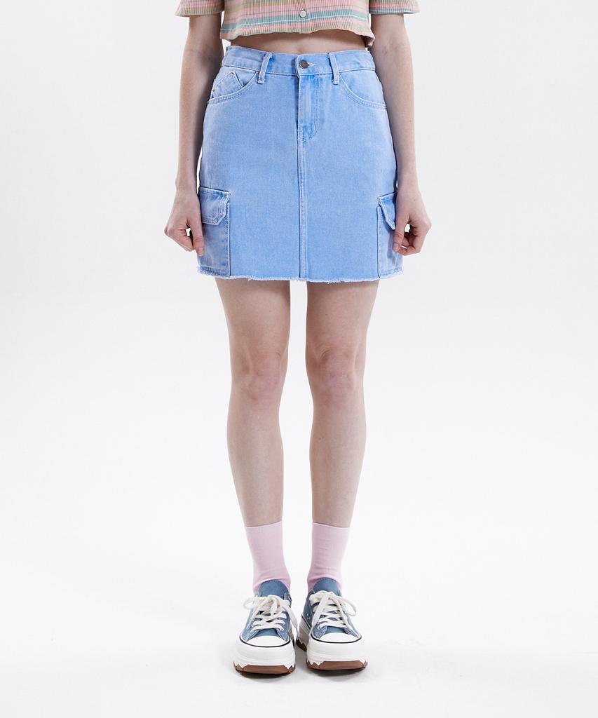 Pink Pineapple Cargo Pocket Color Skirt_Blue