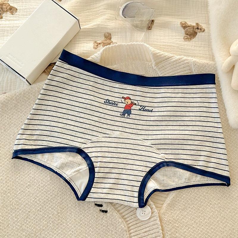Plus Size Lady Spring Cotton Cute Bear 10A Bacteriostatic Cotton Crotch Breathable Flat Angle Panties