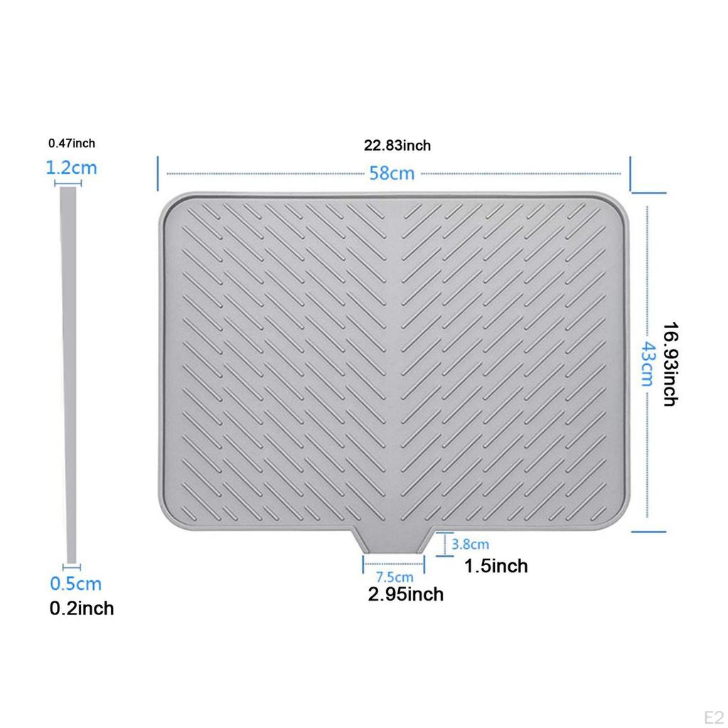 Compact Kitchen Sink Mat for Dish Drying with Drain Feature