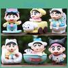 6pcs Crayon Shin Chan Bathing Driving Scene Model Ornament Set For Collectors And Kids