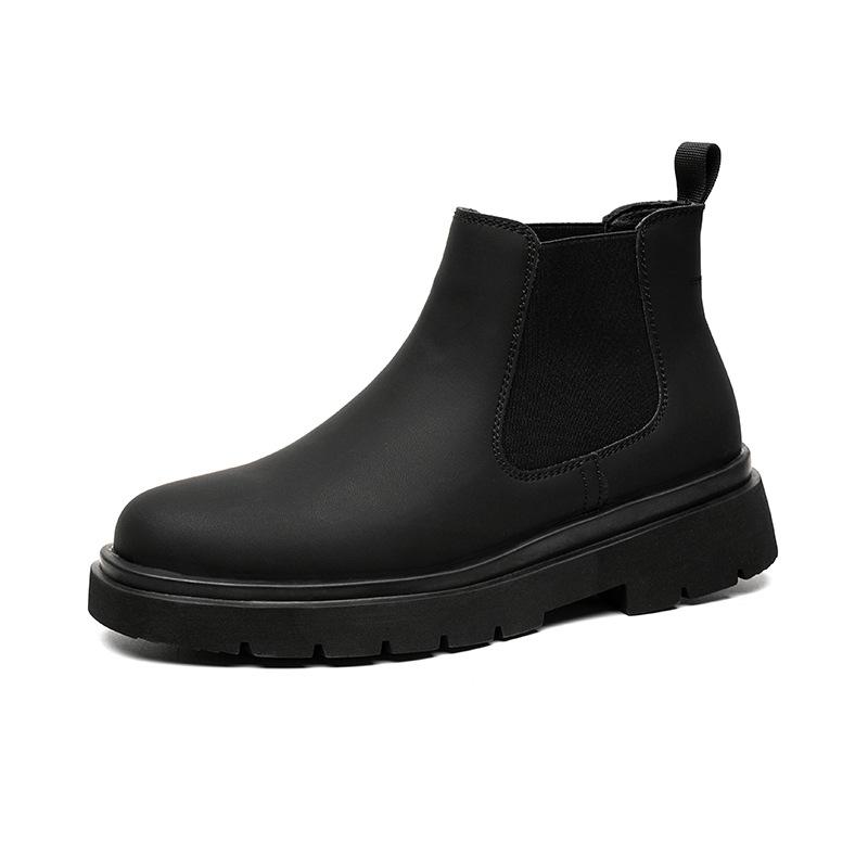 

Ботинки челси мужские средней высоты корейская версия толстой подошвы ботинок Martin повседневные универсальные увеличивающие рост низкие короткие ботинки 9887-R 44 чёрный