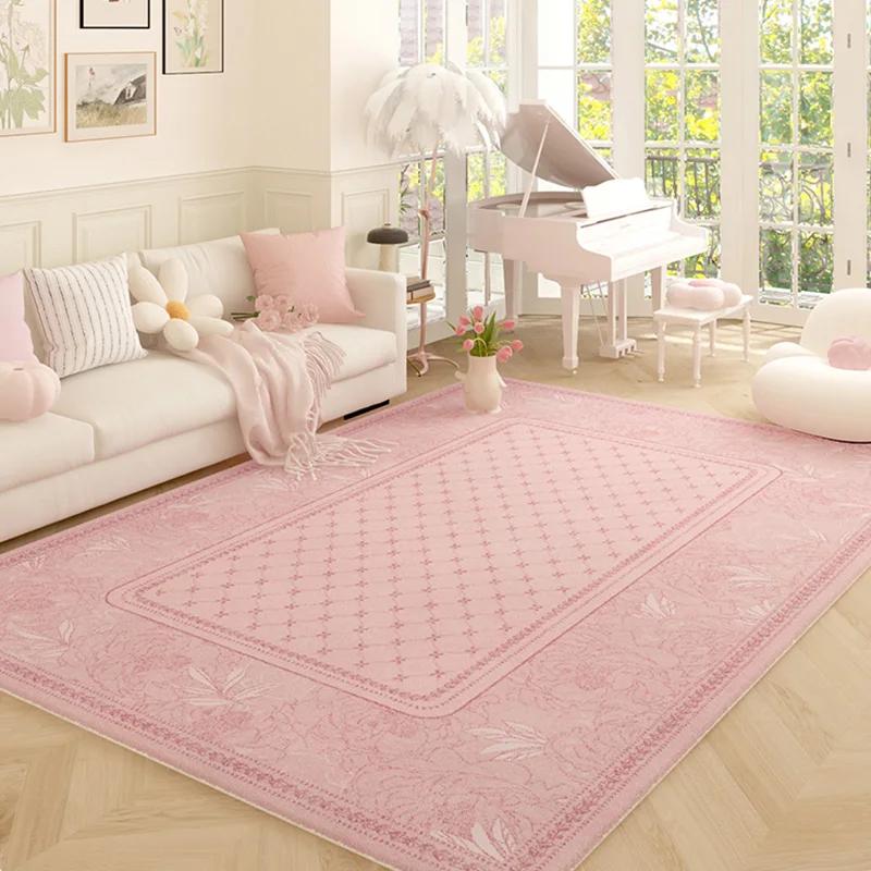 Living Room Carpet Pink Flower Rug Big Size Home Decoration Floor Mat Soft Plush Room Decor Large Area Rugs Shaggy Bedroom