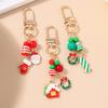 Fashion Enamel Christmas Keychain Wreath Gloves Santa Claus Key Ring Pendants for Women Girls Handbag Decor DIY Key Chain Gift