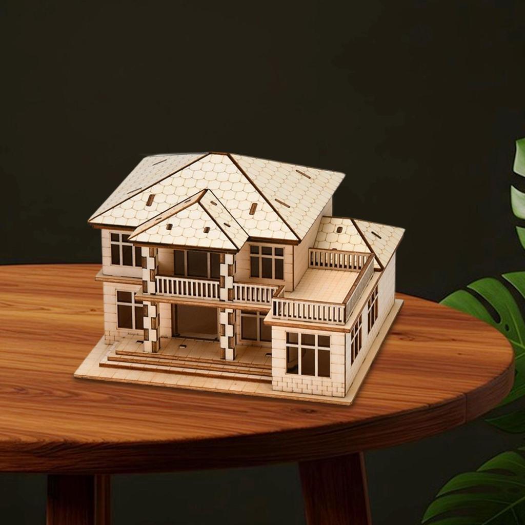 Madera 3D, Construcción Hecha a Mano, Escena Arquitectónica, Regalo de Cumpleaños, Decoración de Escritorio