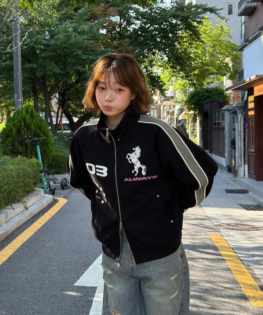 Amou Amou Horse Track Jacket Black