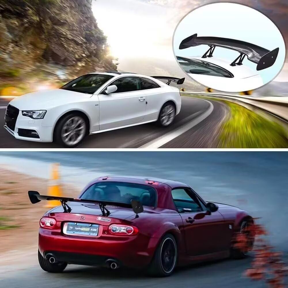 TUIYIDUO Car Spoiler Wing 145cm 57inch Carbon Fiber GT Wing Tail Universal Car Styling ABS Car Rear Spoiler Tail Car Exterior Parts Car Tail